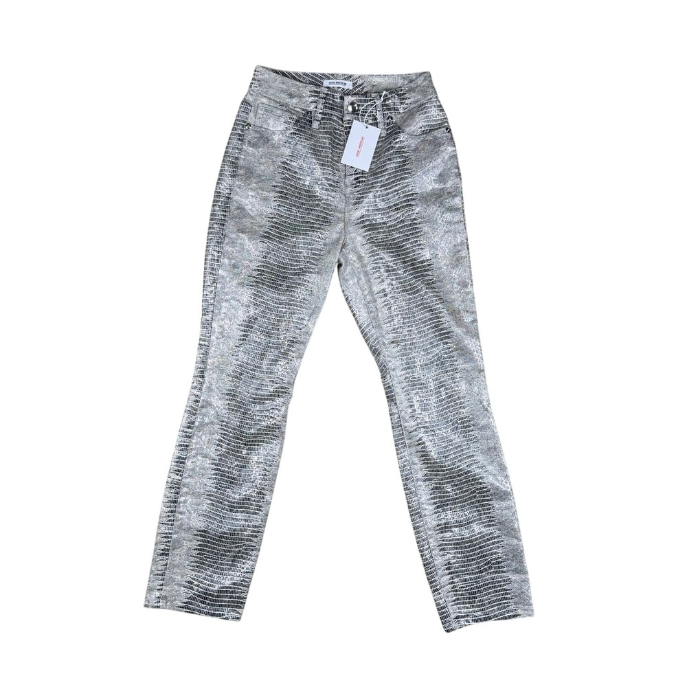 NWT Good American Snake Print Pants Women's Size 2 Straight Leg Metallic Y2K
